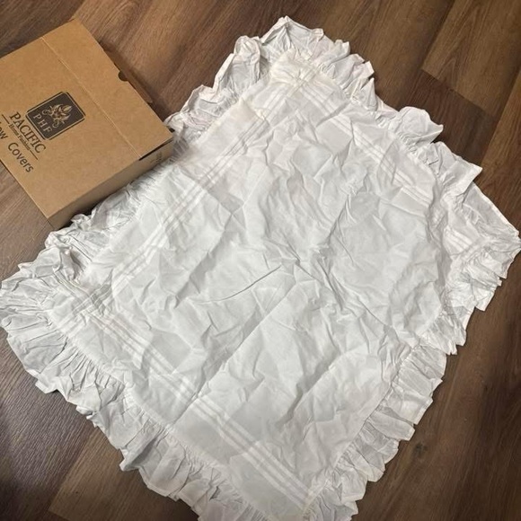 Two White Ruffled Pillow Covers - Picture 2 of 2